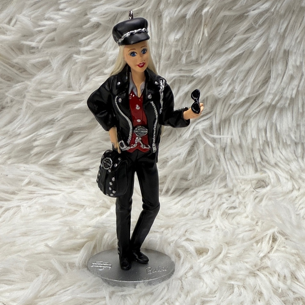 2000 Harley Davison Barbie Black Leather Doll with Silver Stand